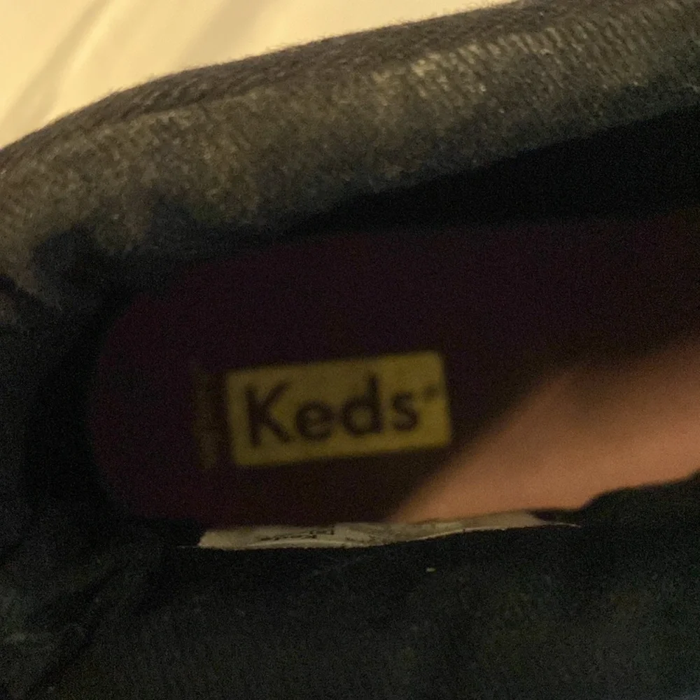 Keds‎ women’s size 8.5 black suede leather and tweed Cooper Slip On Sneakers